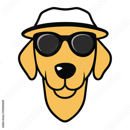 Funny Labrador retriever dog head vector art