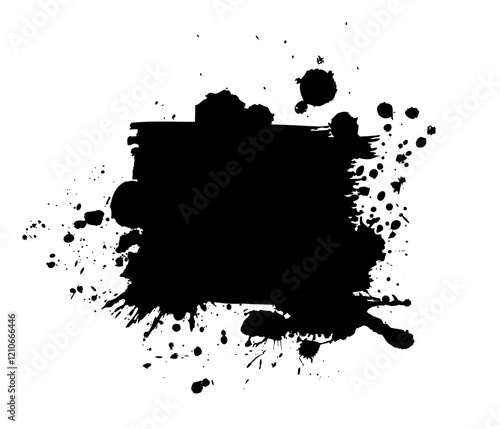 Splatter Paint Texture . Black Spray Blot of Ink. Place illustration Over any Object to Create Grungy Effect . hand drawn. Not AI, Vector