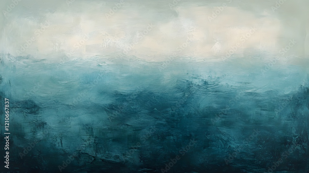 Abstract Teal and White Textured Landscape Painting Abstract Teal and White Textured Landscape Painting