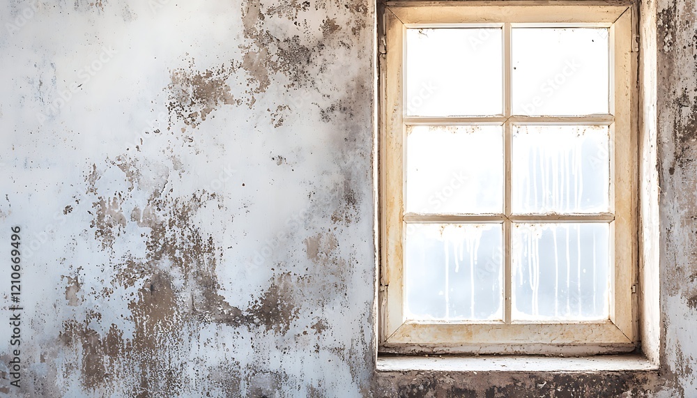 Fototapeta premium A dirty window frame transformed into a clean and bright feature after removal condensation and mold