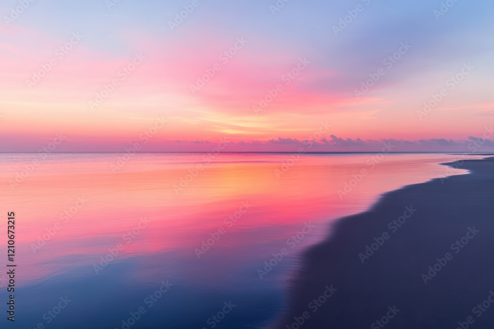 Obraz premium A beautiful sunset over the ocean with pink and purple hues