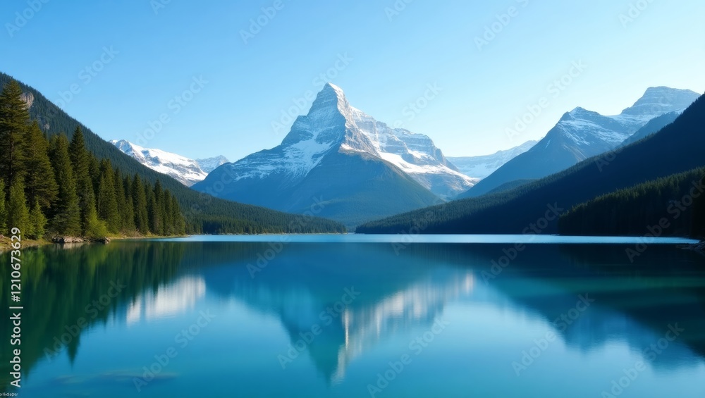 Serene lake reflection with majestic mountains Serene lake reflection with majestic mountains