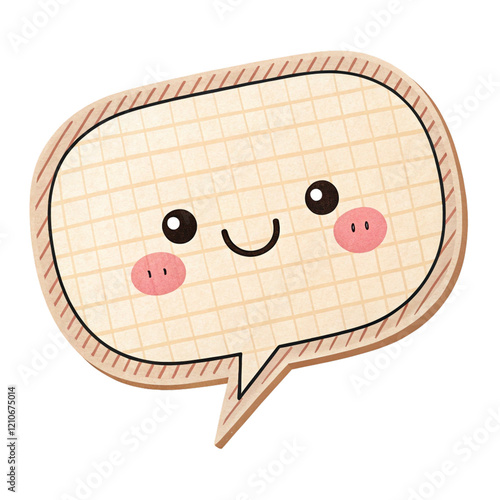 Cute paper-cut speech bubble PNG icon with transparent background for communication-themed designs.