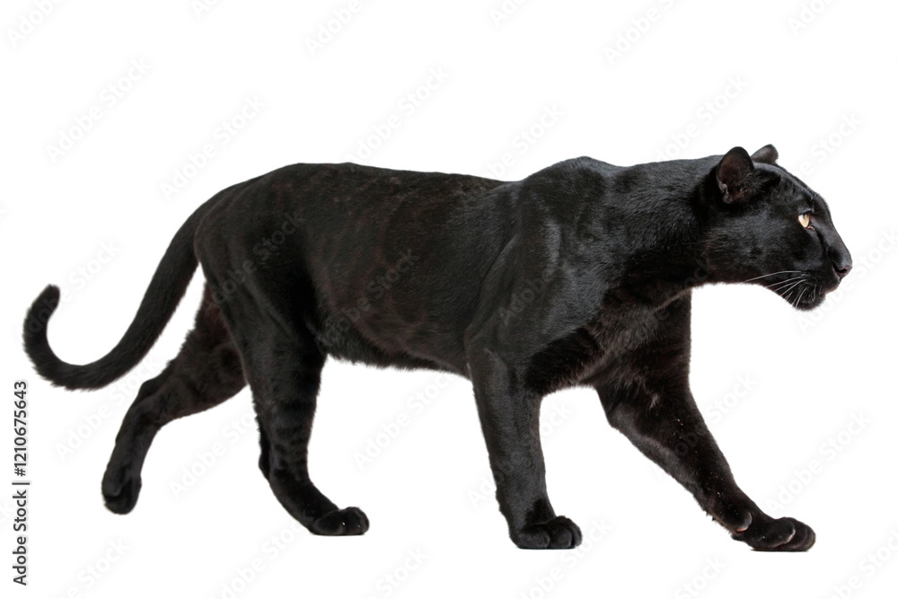 Fototapeta premium black leopard isolated on transparent background