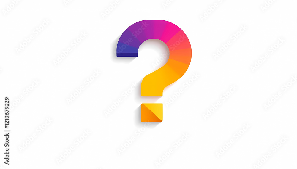 Vibrant Geometric Question Mark with Colorful Shapes, White Background Vibrant Geometric Question Mark with Colorful Shapes, White Background