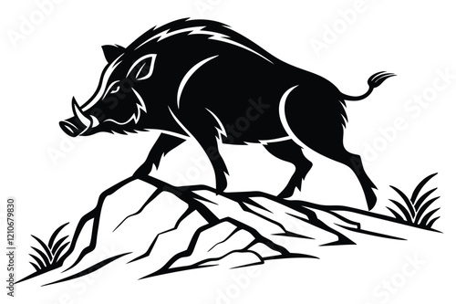 minimalist wild boar logo design