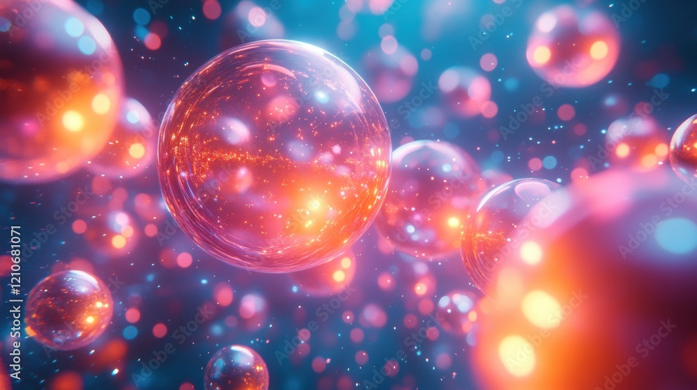 Colorful Abstract Spheres with Light Reflections in a Dynamic Background Colorful Abstract Spheres with Light Reflections in a Dynamic Background