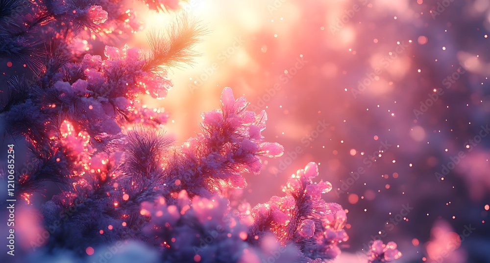 Fototapeta premium Tree Branch with Delicate Pink Flowers in Full Bloom