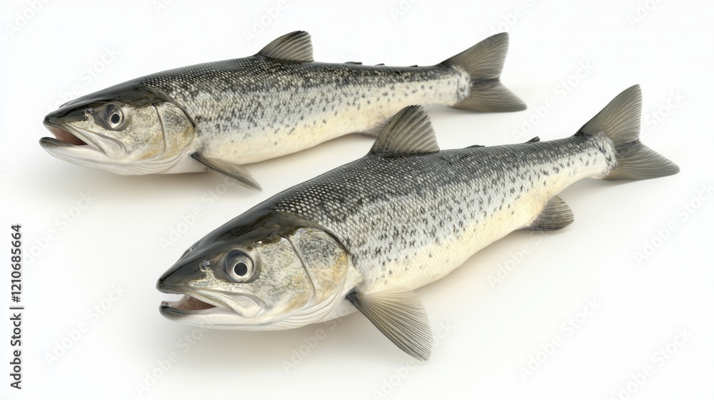 Fresh Raw Fish Presentation on White Background for Culinary Use Fresh Raw Fish Presentation on White Background for Culinary Use