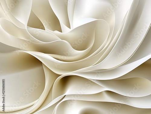 Abstract Creamy White Paper Swirls and Curves