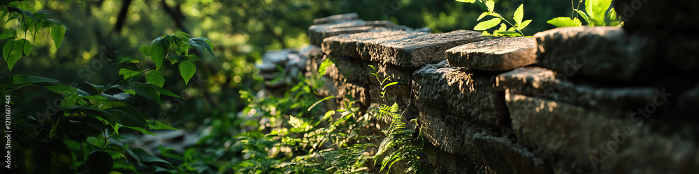 Stone Wall with Overgrown Vegetation Stone Wall with Overgrown Vegetation