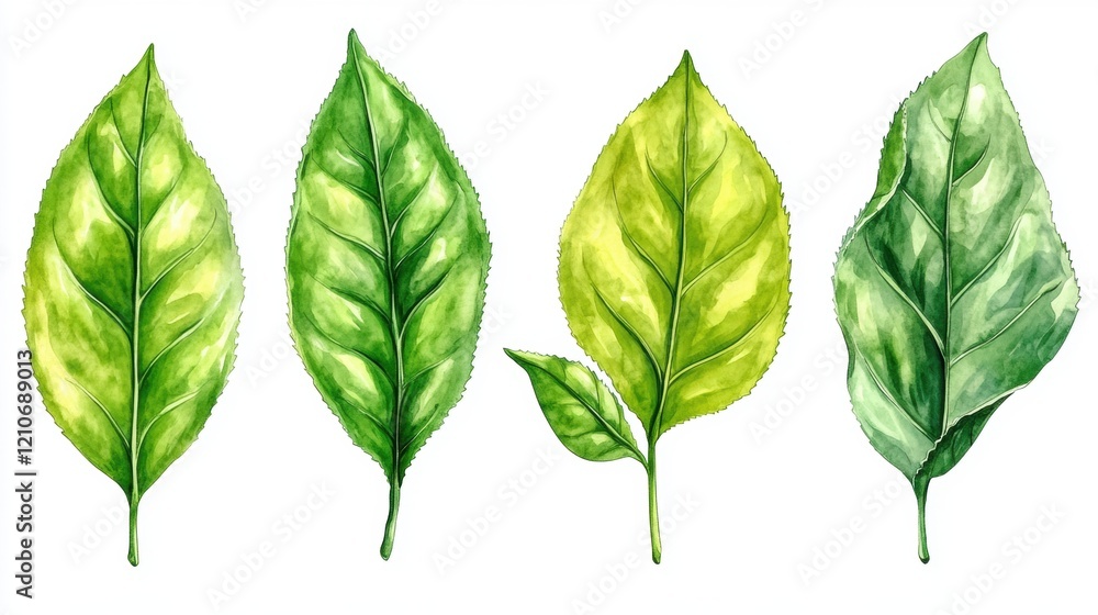 Variety of Green Leaves in Different Shades and Textures for Art Variety of Green Leaves in Different Shades and Textures for Art