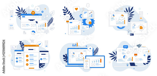 Business illustration, Seo, marketing, communication, ...