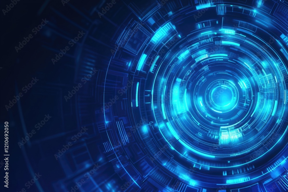 A blue circular tunnel on a black background A blue circular tunnel on a black background