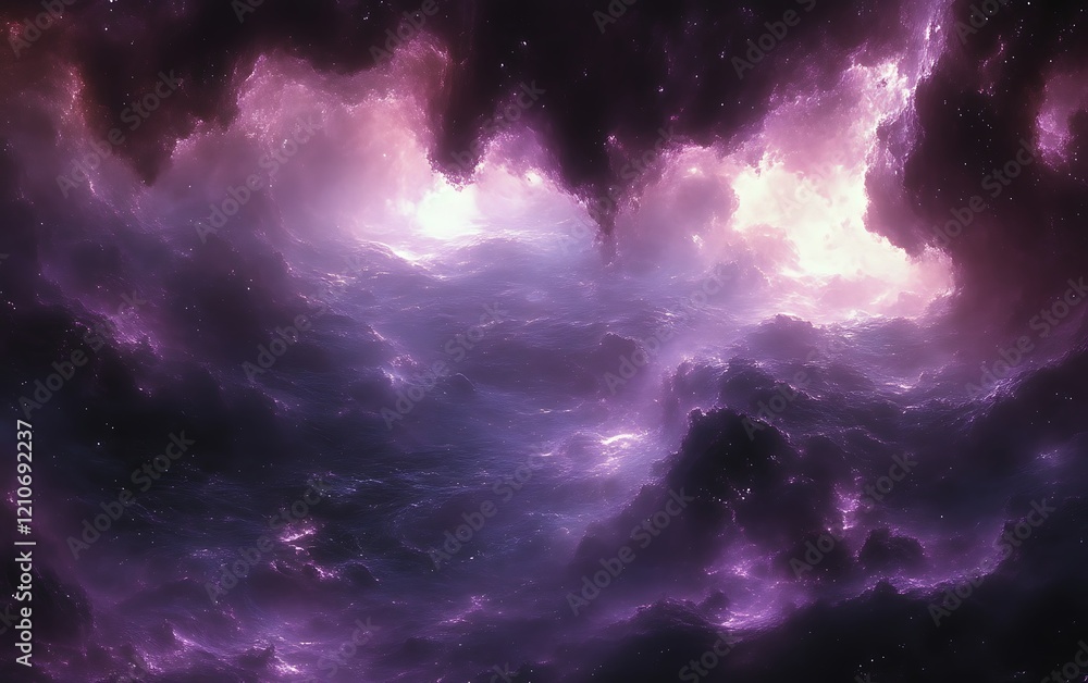 Fototapeta premium Purple and pink nebula cloudscape.