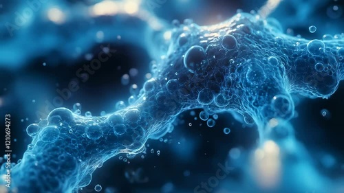 Detailed Macro View of Water Molecules and Bubbles in Fluid