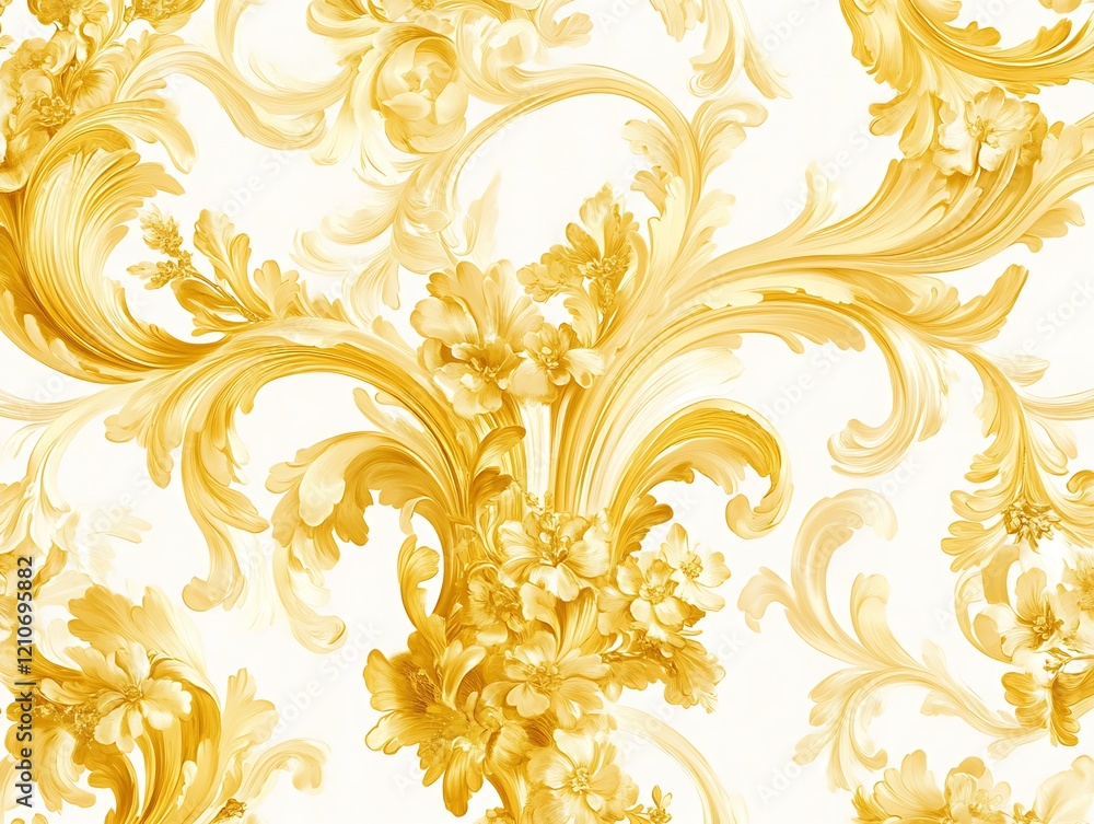 Golden Floral Baroque Design Seamless Pattern Golden Floral Baroque Design Seamless Pattern