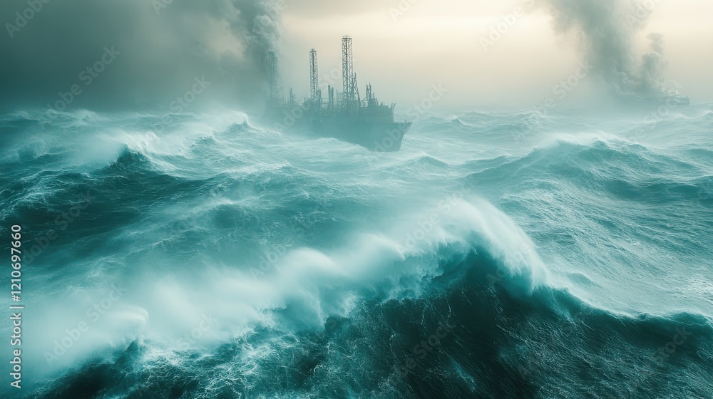 Fototapeta premium Offshore Weather Conditions Impacting Operations