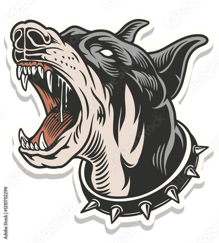 Art & Illustration dog head angry roar drawing vector