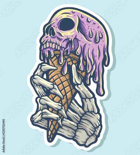 Art & Illustration ice cream of death skull vector drawing