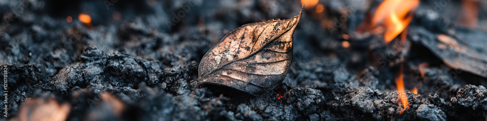 Burned Leaf on Embers and Ash Burned Leaf on Embers and Ash