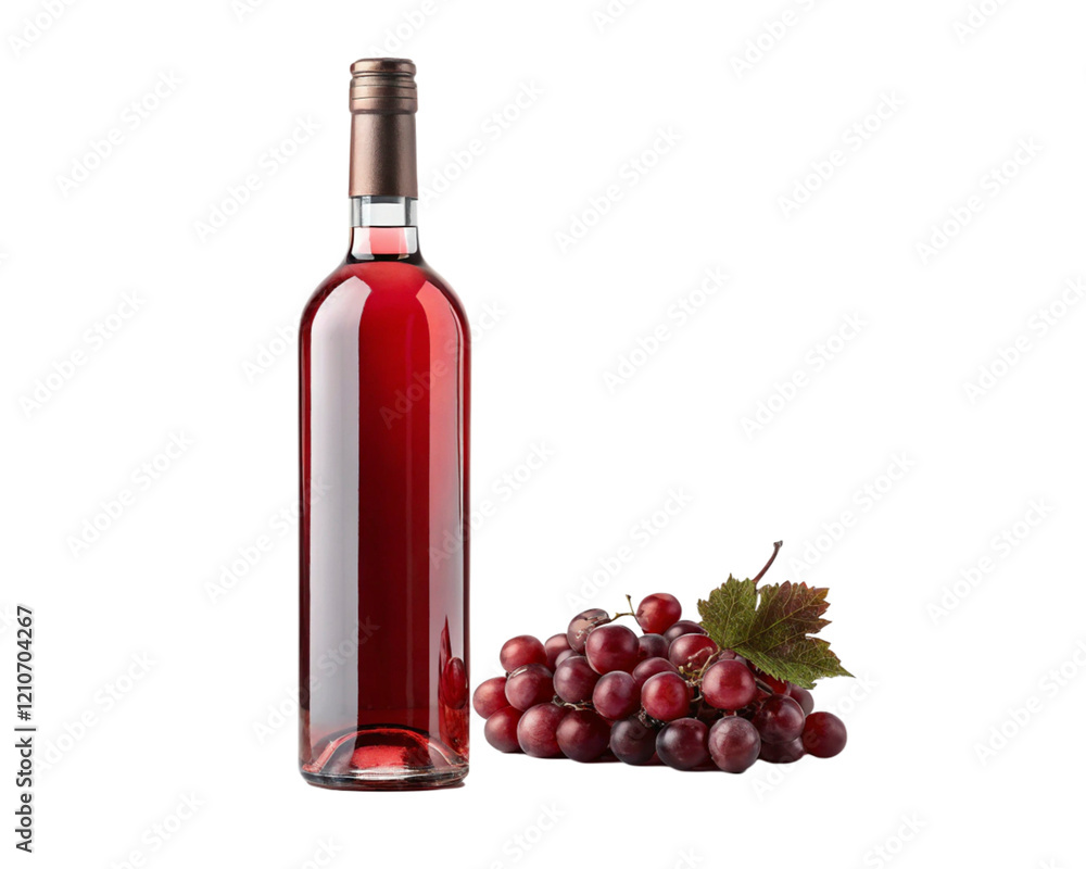 Obraz premium A glass bottle of wine isolated on a white background, perfect for beverage or celebration-themed designs.