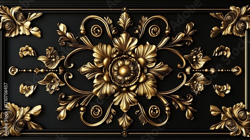 Classic design on a black background with gold accents. photo