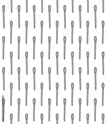 Vector seamless pattern of hand drawn sketch doodle colored needle isolated on white background