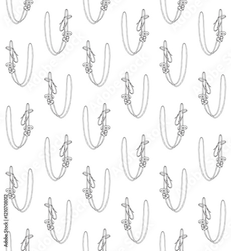 Vector seamless pattern of hand drawn sketch doodle outline horse bridle isolated on white background