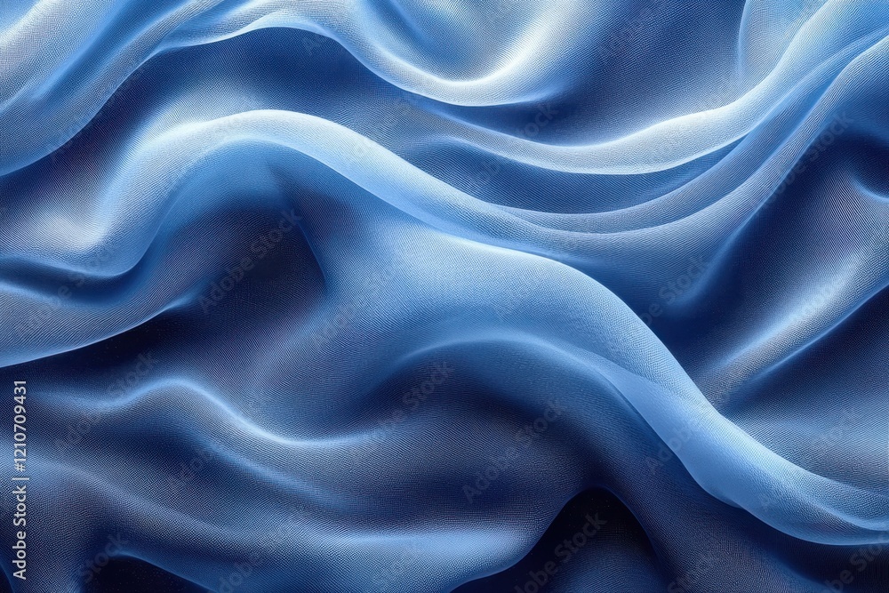 Fototapeta premium Abstract blue background featuring wavy lines of transparency for depth.