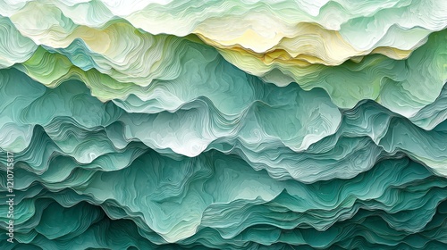 Wallpaper Mural Abstract teal and green wavy landscape. Torontodigital.ca