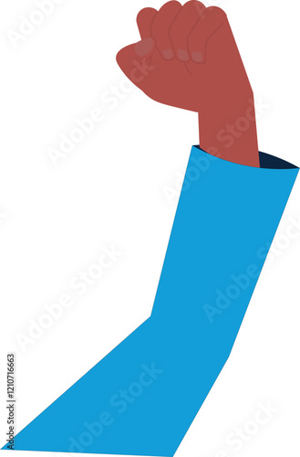 Closed black hands, illustration in up position, fighting position