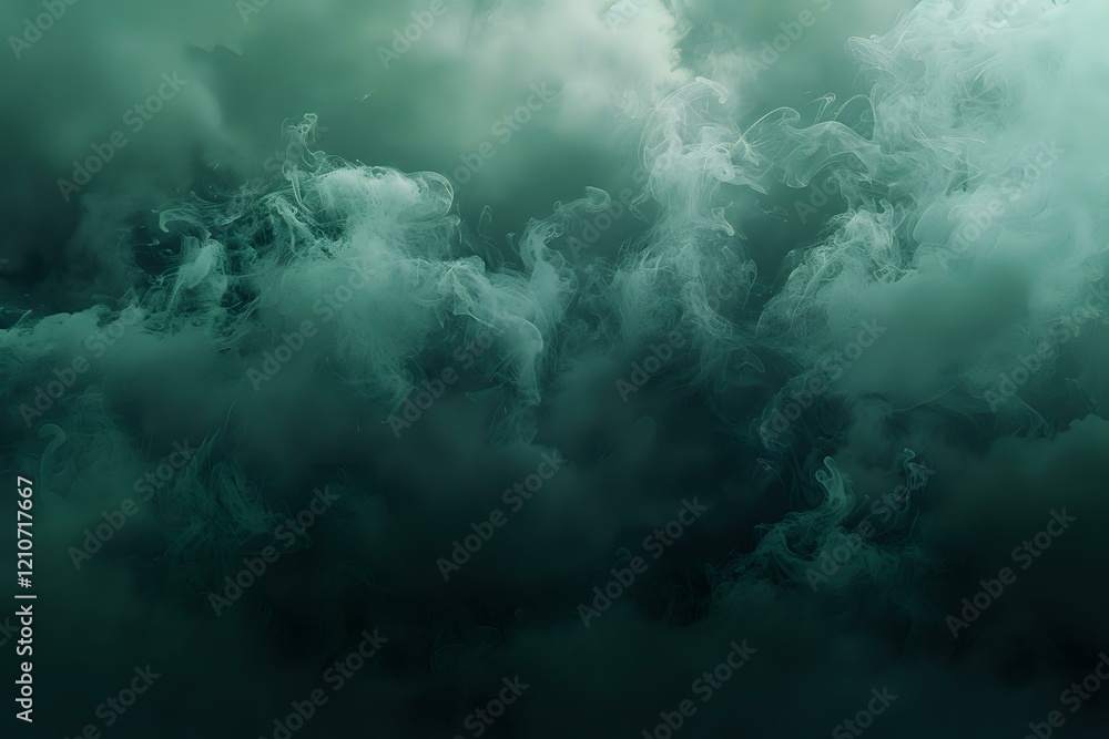 Dramatic emerald green smoke clouds creating mysterious atmospheric background perfect for design projects, album covers, and modern advertising layouts. Dramatic emerald green smoke clouds creating mysterious atmospheric background perfect for design projects, album covers, and modern advertising layouts.