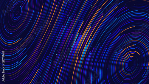Fluid Lines Abstract Vector Colorful Flow Field Visualization of Forces. Magnetic or Gravitational Fluctuations Chart. Science Background with a Matrix of Lines. Vector Illustration.