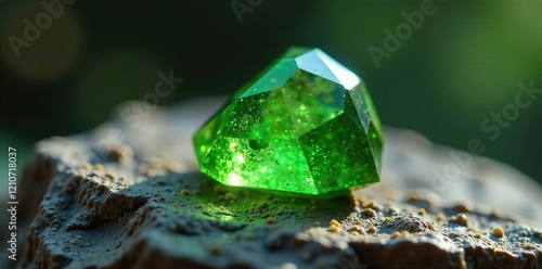 Wallpaper Mural Green peridot specimen with inclusions on rough stone surface, stone, peridot, mineral Torontodigital.ca