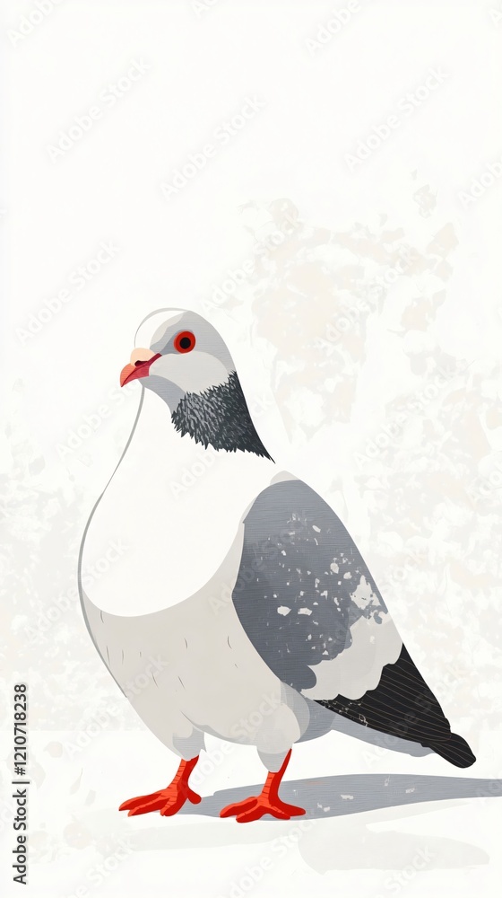 Fototapeta premium Majestic White Dove: A Symbol of Peace and Purity. Modern and minimalist artwork of a white pigeon bird, perfect for nature lovers and home decor.