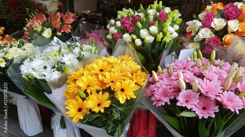 Wallpaper Mural Colorful flower bouquets market stall display Torontodigital.ca