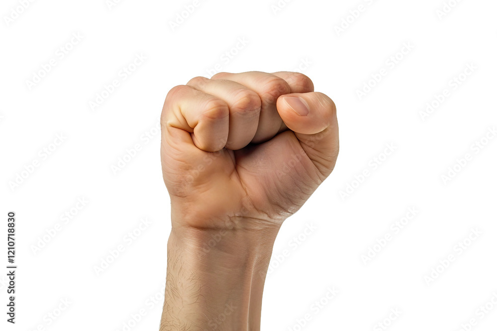 Confident clenched fist gesture with a strong presence isolated on transparent background Confident clenched fist gesture with a strong presence isolated on transparent background