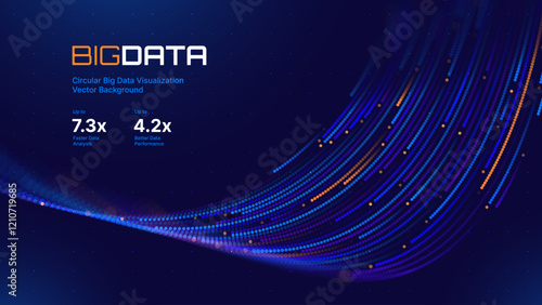 High Speed Light Particles Internet Data Background. Digital Road Fast Speed Internet Broadband Data Flow Concept. Light Arc Turn Twist Bend Effect. Vector Illustration.