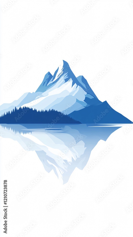 Fototapeta premium Serene Winter Landscape: Snow-Capped Mountains Reflected in a Pristine Blue Lake