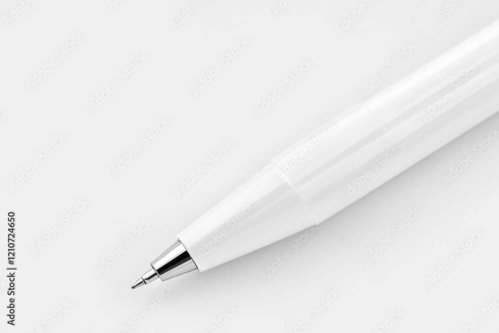 A close-up shot of a pen lying on a white background, ready for use A close-up shot of a pen lying on a white background, ready for use