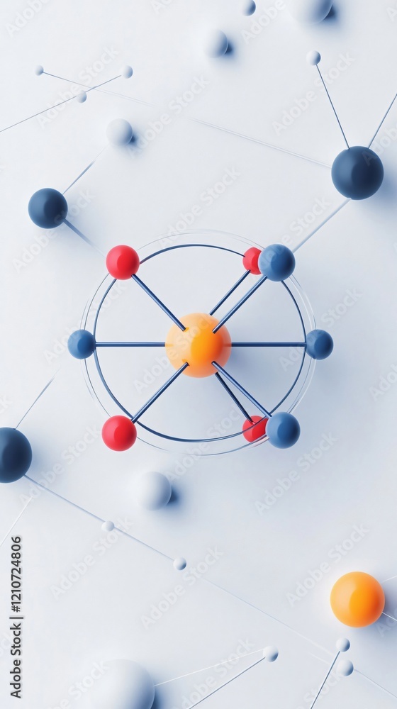 Abstract Molecular Structure with Colorful Spheres - Science Background Abstract Molecular Structure with Colorful Spheres - Science Background