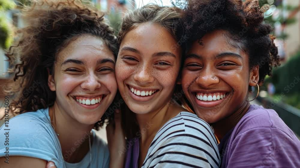 The Joyful Friends Smiling Together The Joyful Friends Smiling Together