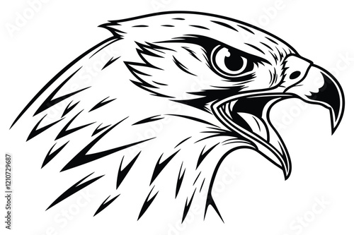 falcon head aggressive line art vector