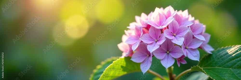 Delicate hydrangea blooms sway in the morning air, floral, bloom