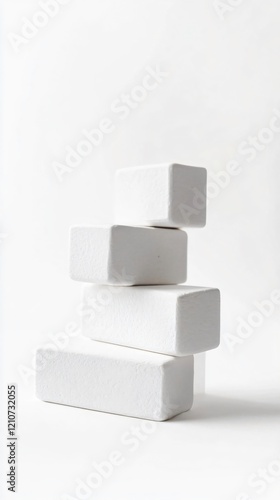 Wallpaper Mural White Blocks: Minimalist Composition on Blank Canvas - Abstract Art Background for Design and Advertising Torontodigital.ca