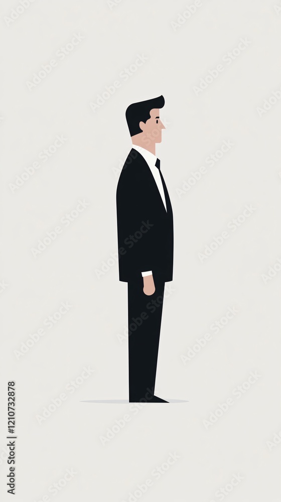 Side View of Businessman in Formal Wear: A Minimalist Vector Illustration Side View of Businessman in Formal Wear: A Minimalist Vector Illustration