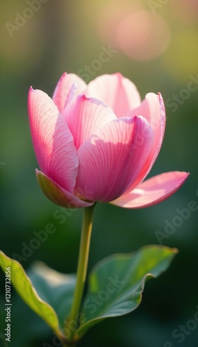 Soft pink petals unfolding in the gentle breeze, nature, foliage