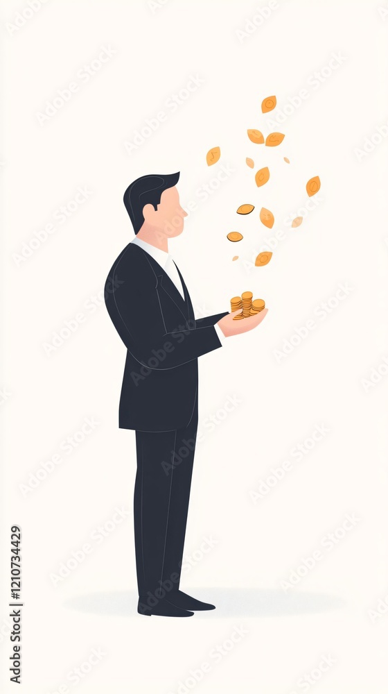Businessman Holding Coins Symbolizing Financial Growth and Investment