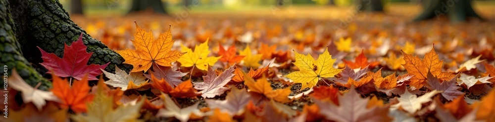 Autumn leaves scattered around an oak branch on the ground, nature, foliage, autumn Autumn leaves scattered around an oak branch on the ground, nature, foliage, autumn